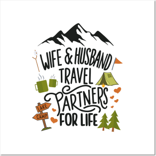 Wife & Husband Travel Partners For Life Honeymoon Outdoor Posters and Art